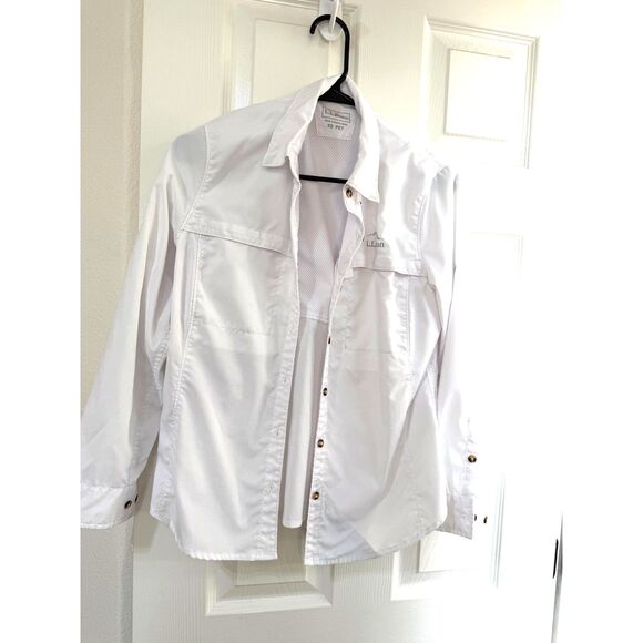 L.L. Bean White Tropicwear Sun Shirt Women's XS ☀️ - Picture 2 of 9